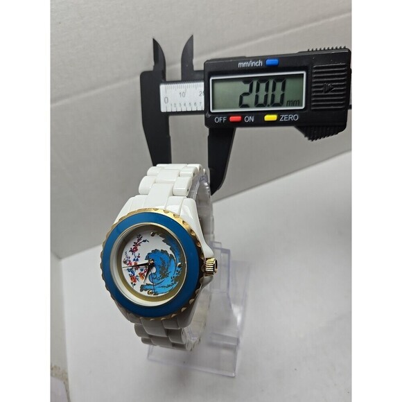 Met Museum Of Art Bleu Celeste Floral White Link Bracelet Watch New Battery main image 7